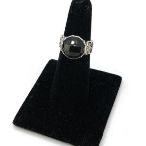 R2307 Retired Silpada Sterling Silver Faceted Smoky glass Ring